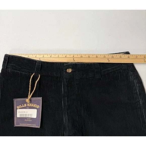 Bills Khakis Corduroy Button Fly Pants Fits Men's 32 Tagged (34) Unhemmed NWT